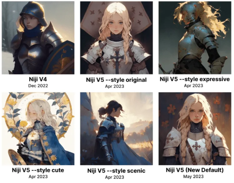 This Image is Showing the comparison of Niji V4 and V5